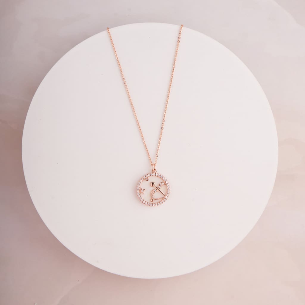 Sagittarius Zodiac Necklace - Rose