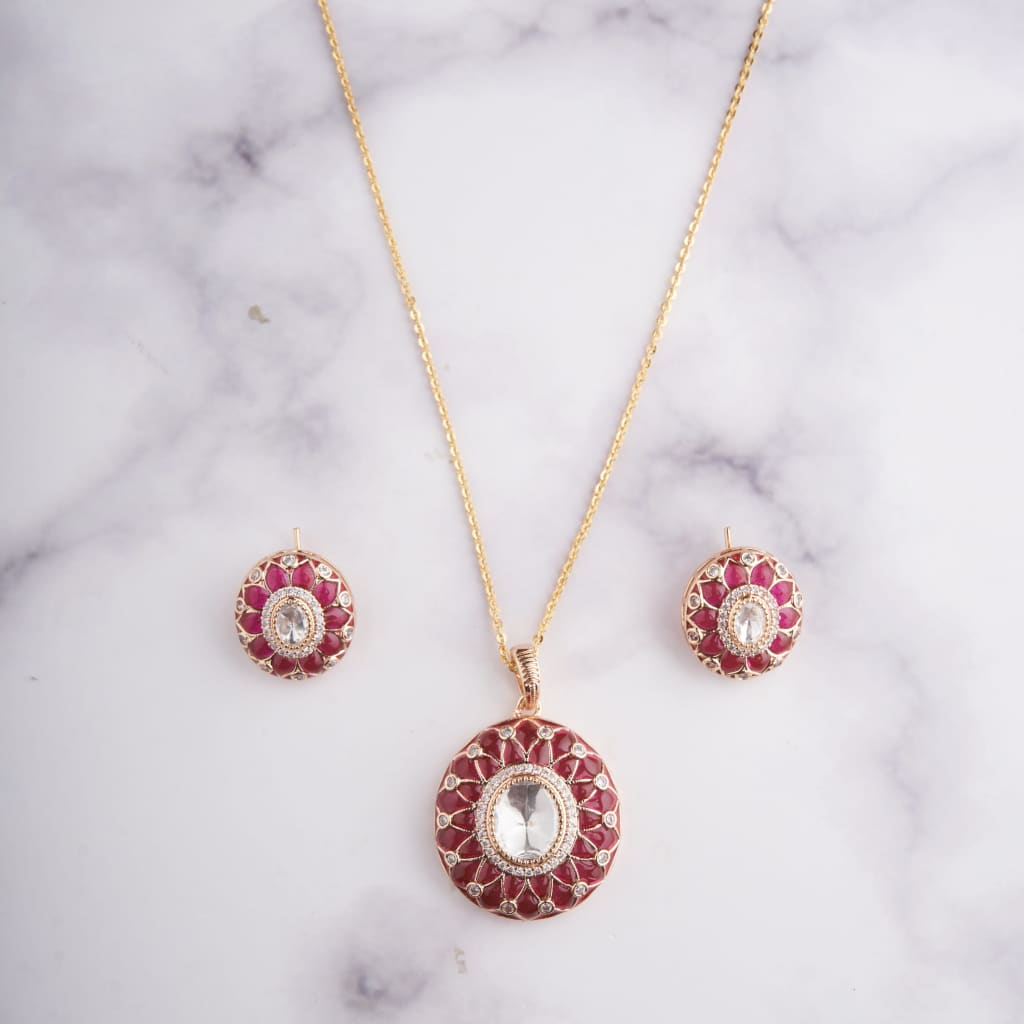 Aahvii Necklace Set - Red