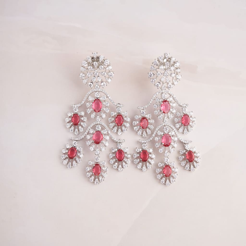 Aaryav Earrings - Red