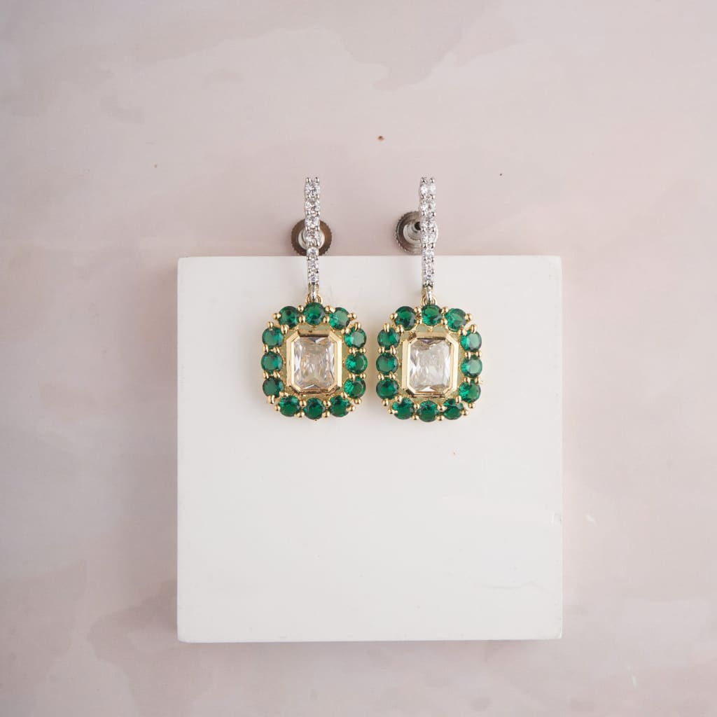 Alica Earrings-Gold - Green