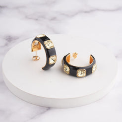 Ari Hoop Earrings - Black - Yellow / Gold