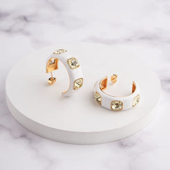 Ari Hoop Earrings - White - Yellow