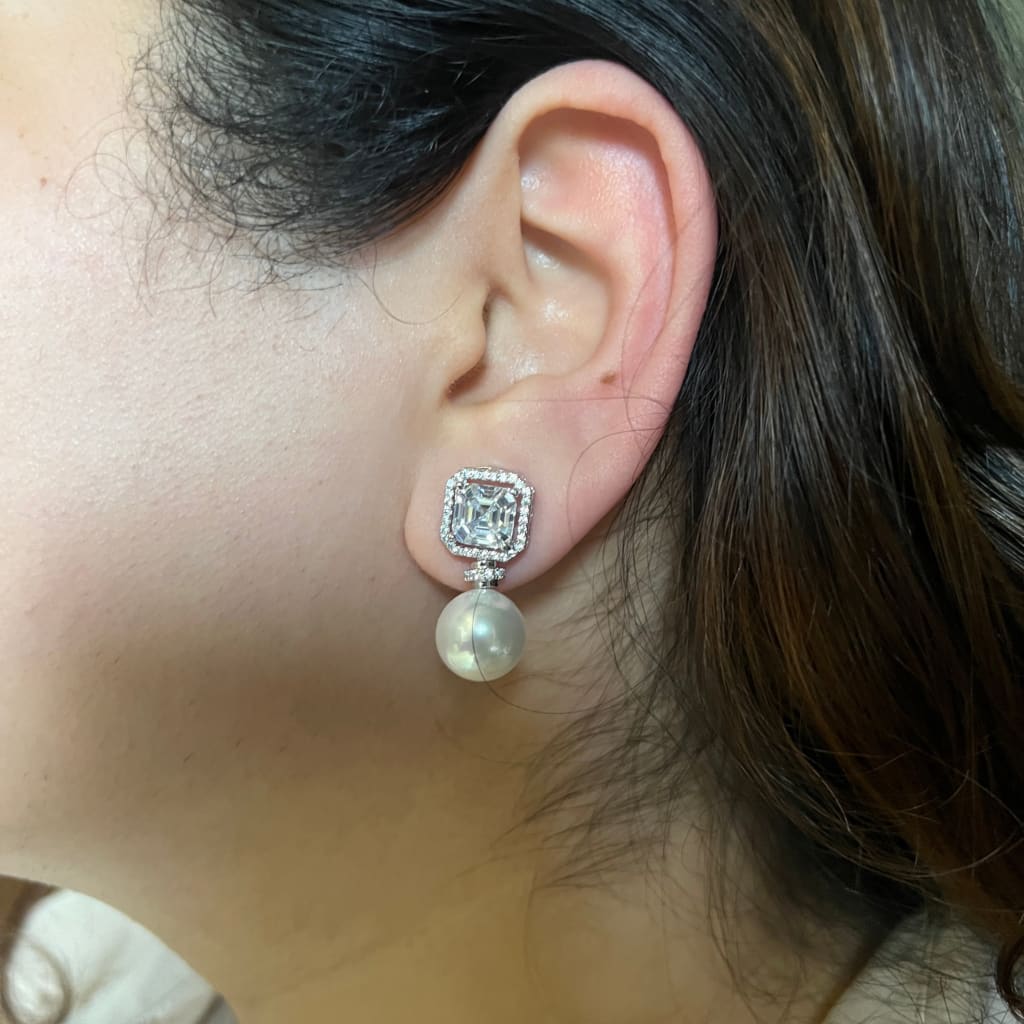 Asscher Pearl Earrings