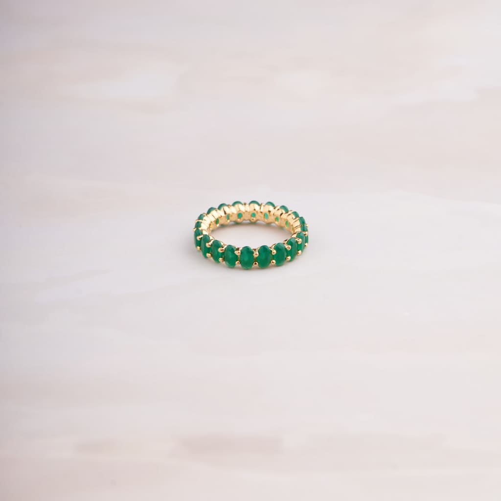 Colour Ovael Ring - Green / US 6