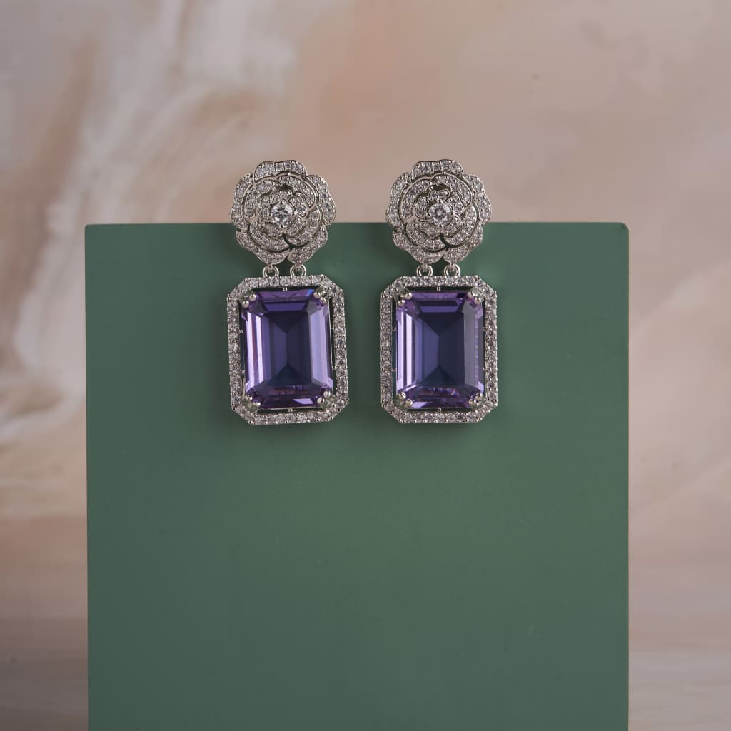 Corsage Earrings - Purple