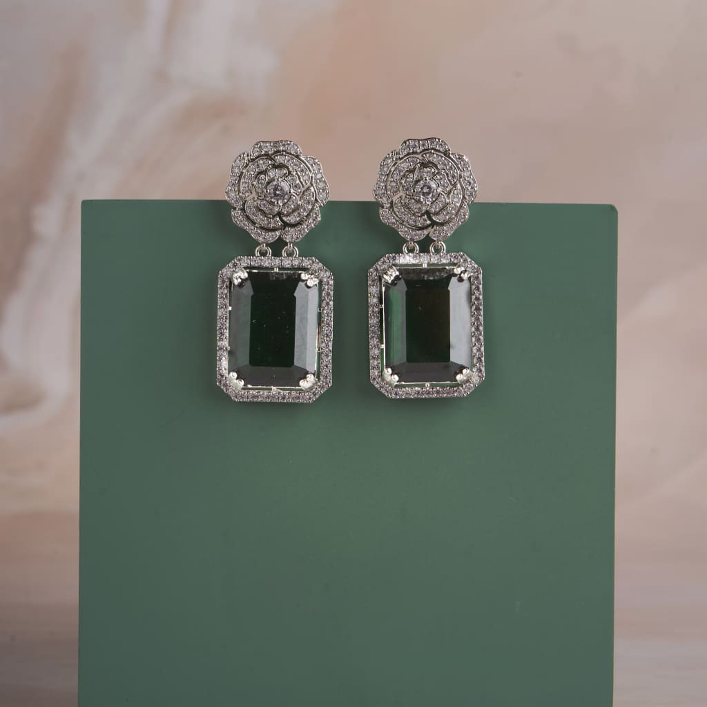 Corsage Earrings - Green