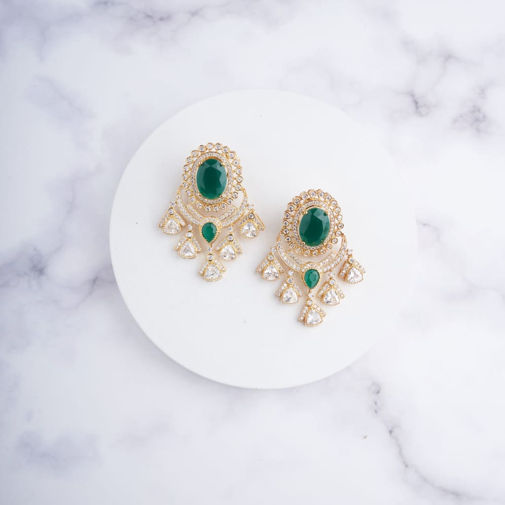 Elani Drop Earrings - Green