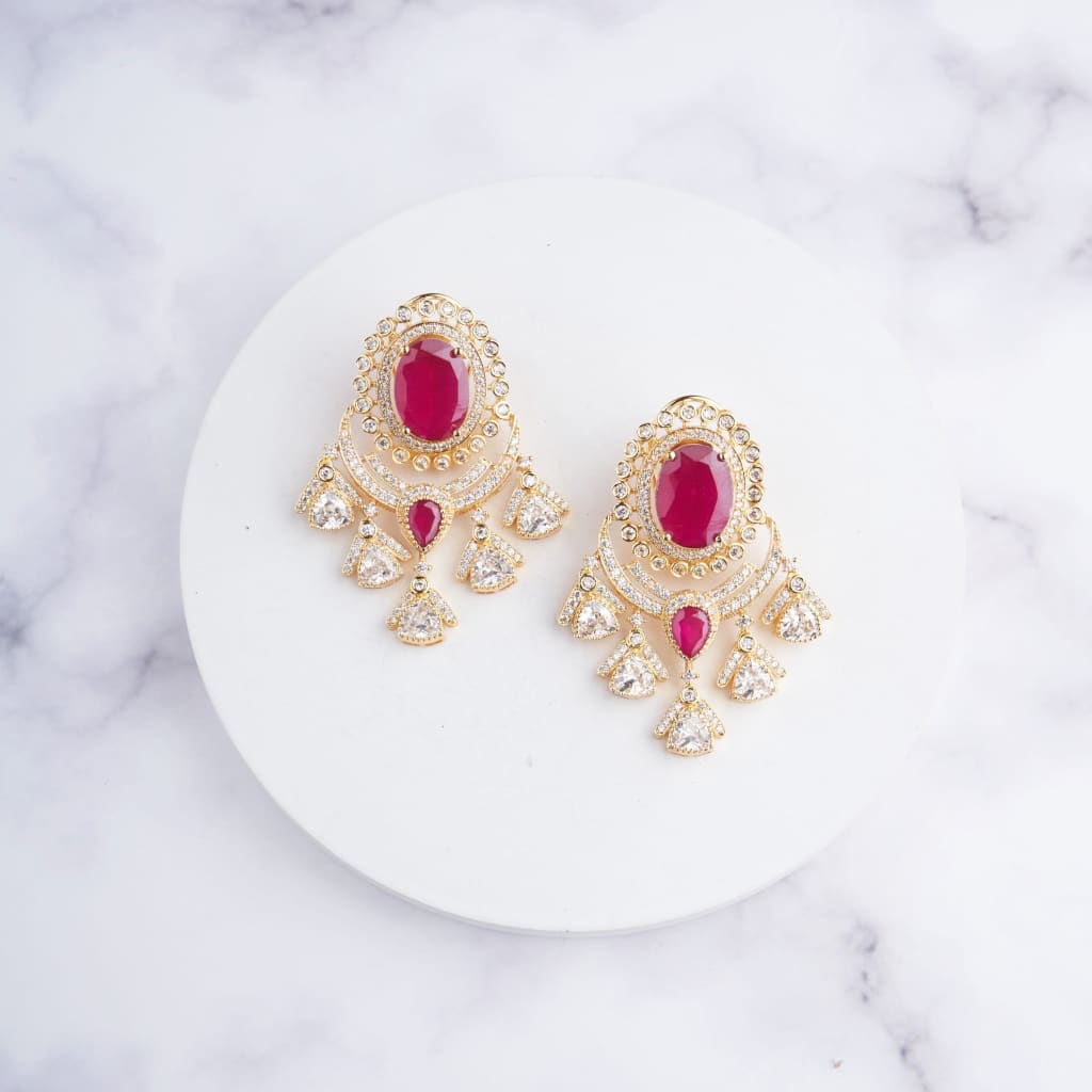 Elani Drop Earrings - Red