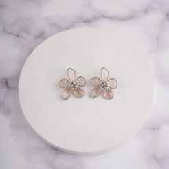 Flower Pink Earrings - Silver