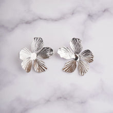Load image into Gallery viewer, Folded Flower Earrings - Silver
