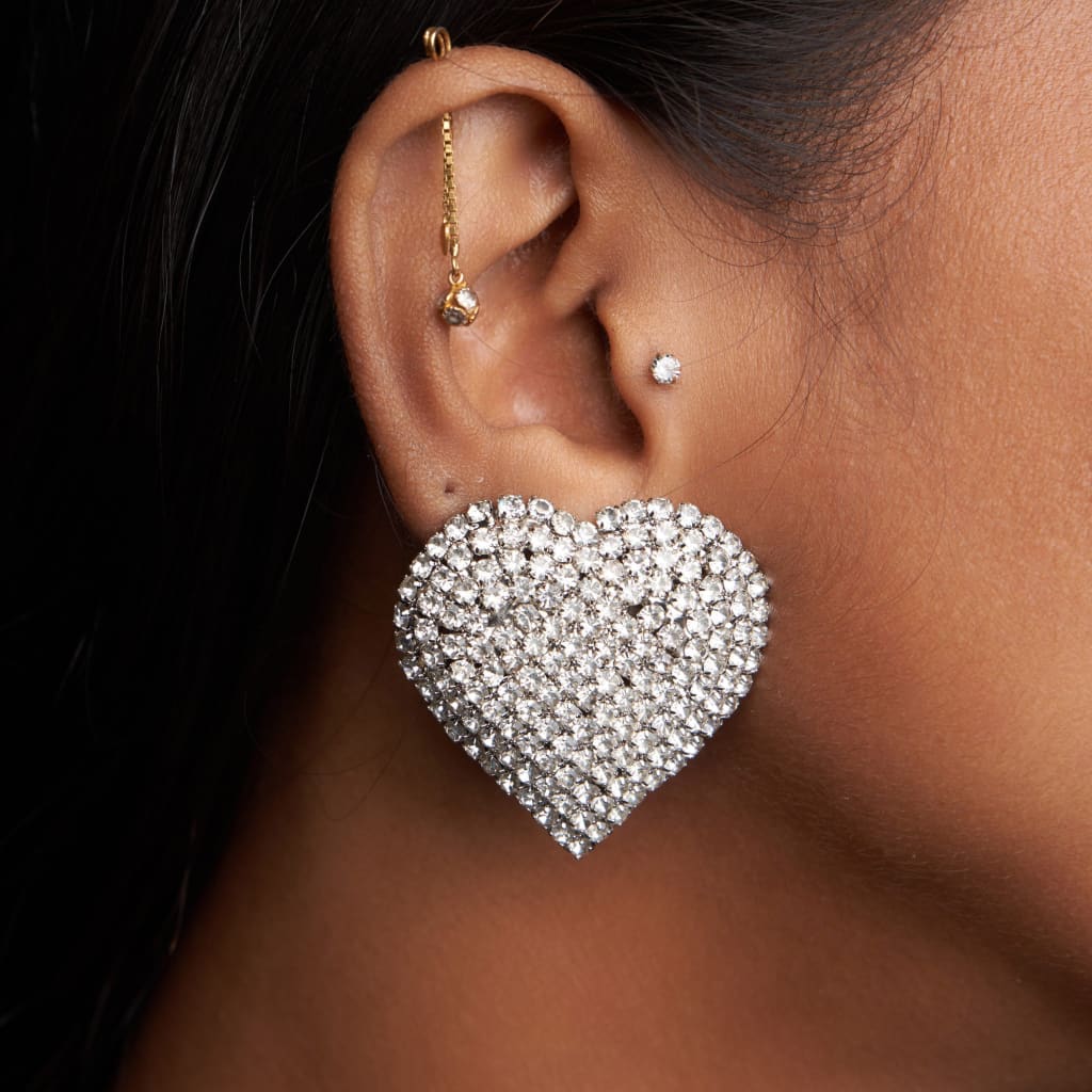 Heart Rhinestone Earrings