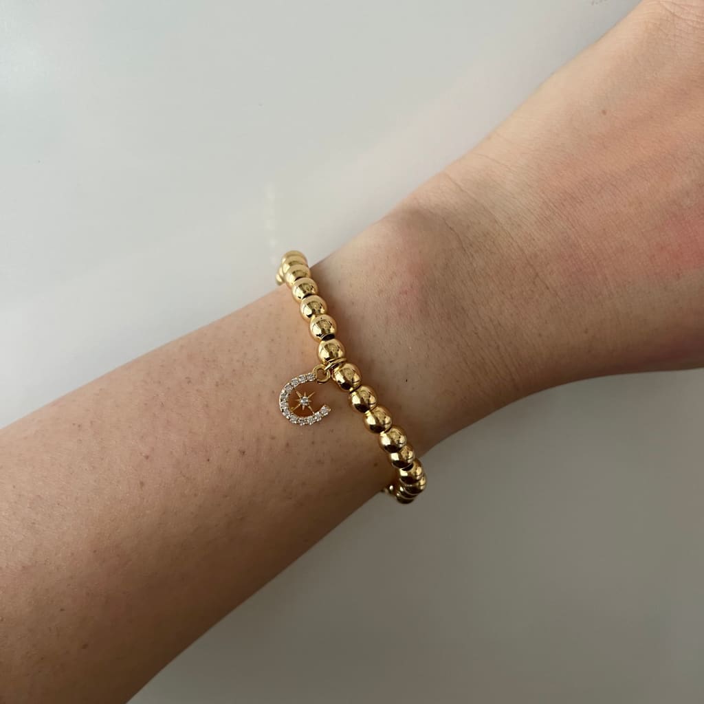 Horse Shoe Ball Bracelet - Gold