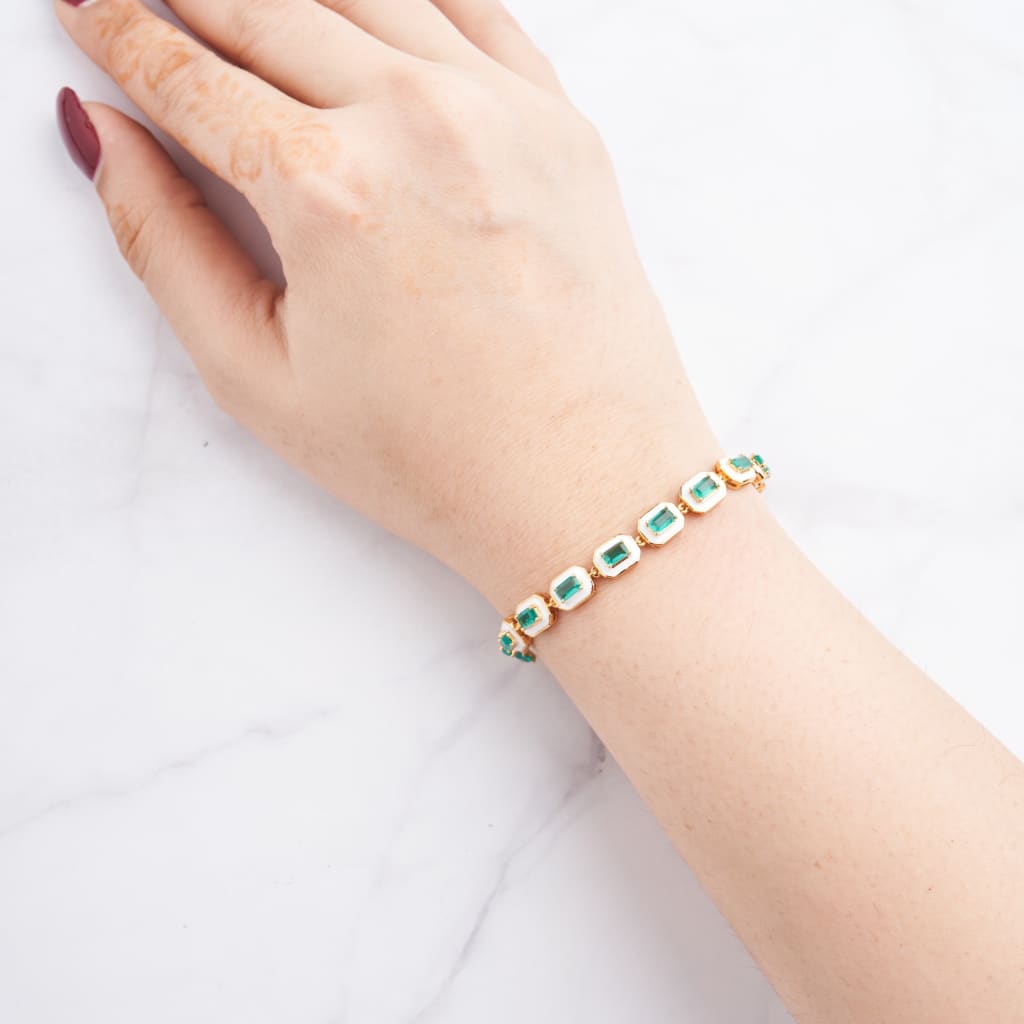 Ira Bracelet - Gold - Green&White