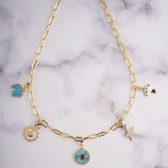 Multi Charm Disc Necklace