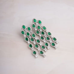 Oval Waterfall Earrings - Green