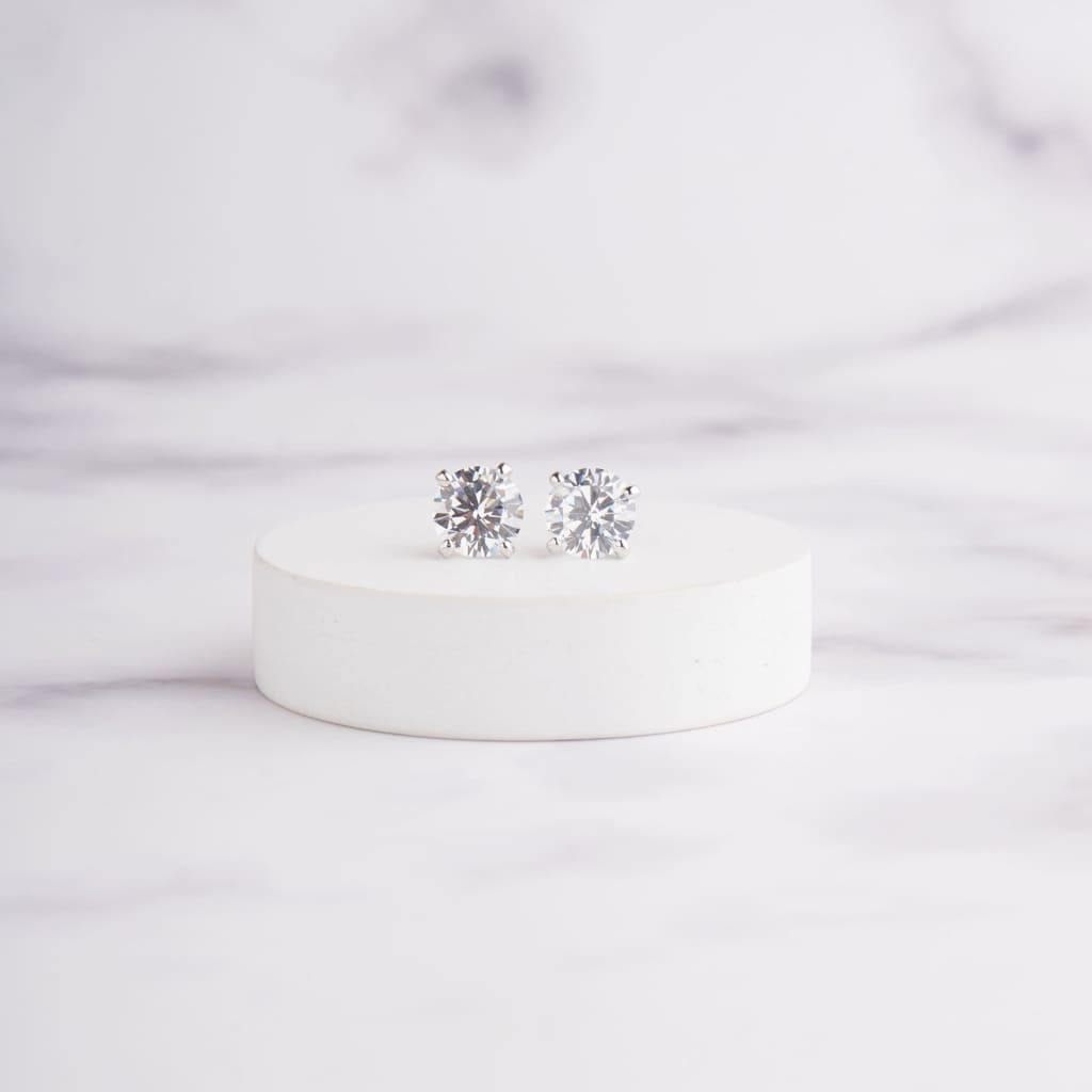 Plain Solitaire Studs - Silver