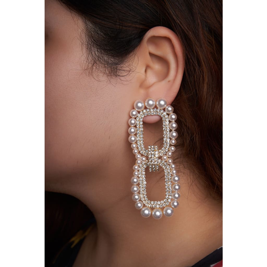 Rectangle Rhinestone Earrings