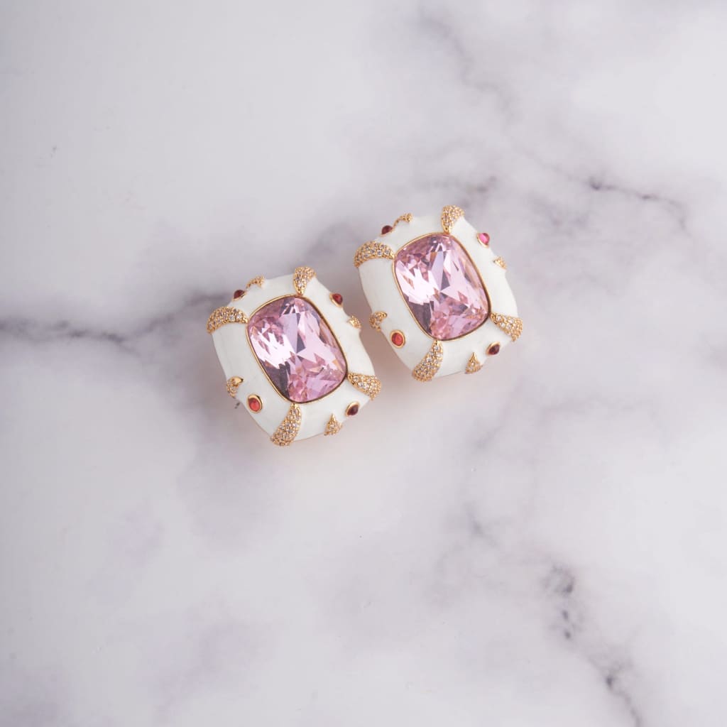 Rivi Earrings - White - Pink