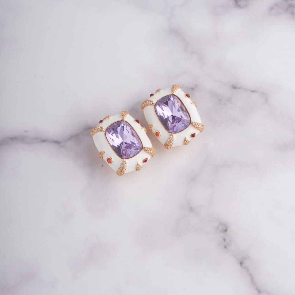 Rivi Earrings - White - Purple