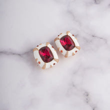 Load image into Gallery viewer, Rivi Earrings - White - Red
