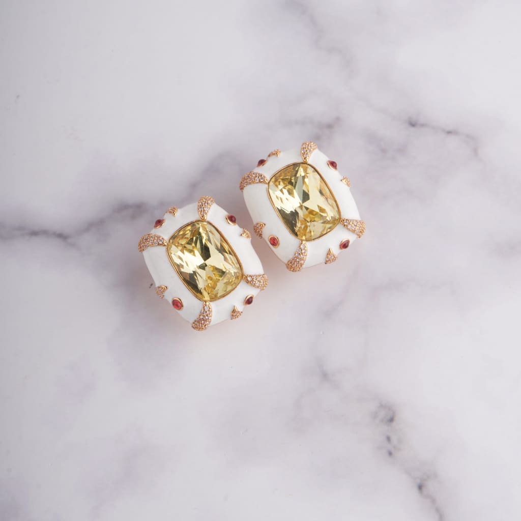 Rivi Earrings - White - Yellow