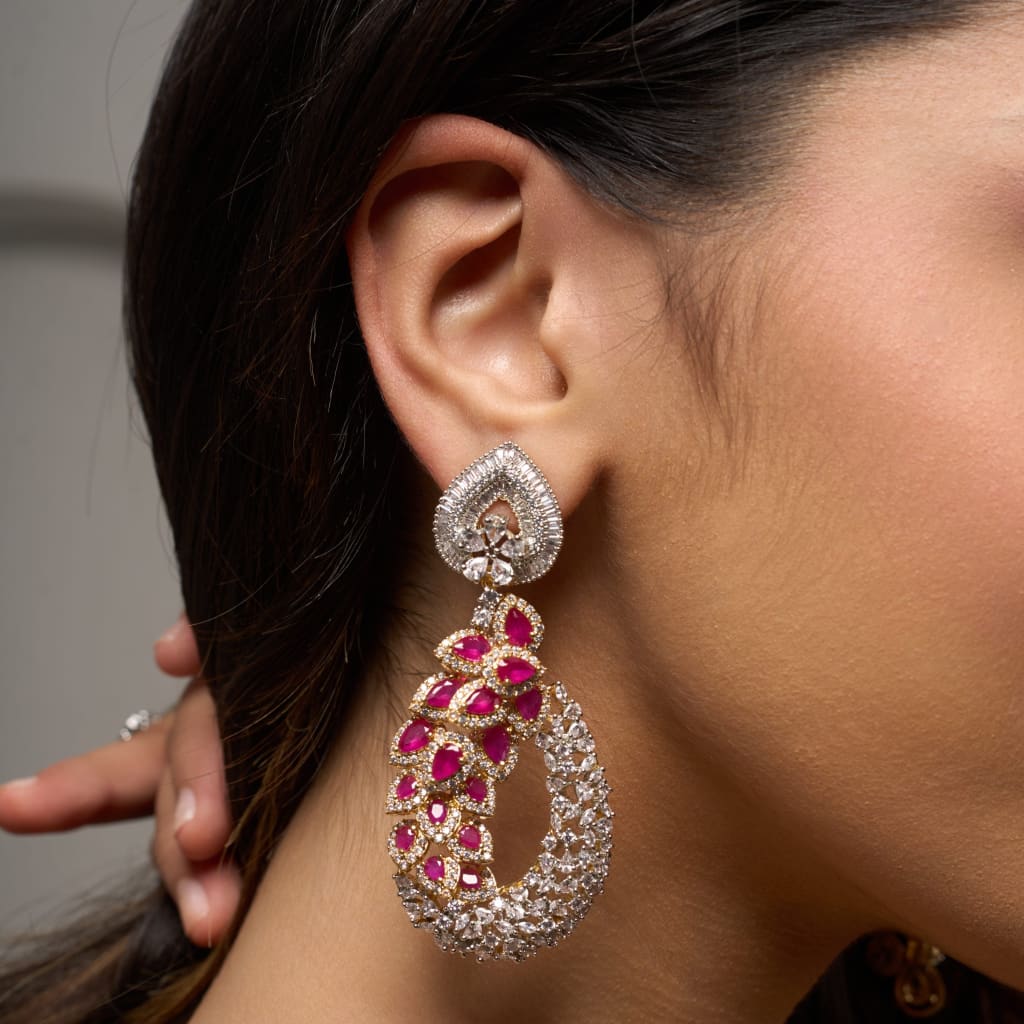 Ruhika Earrings - Red