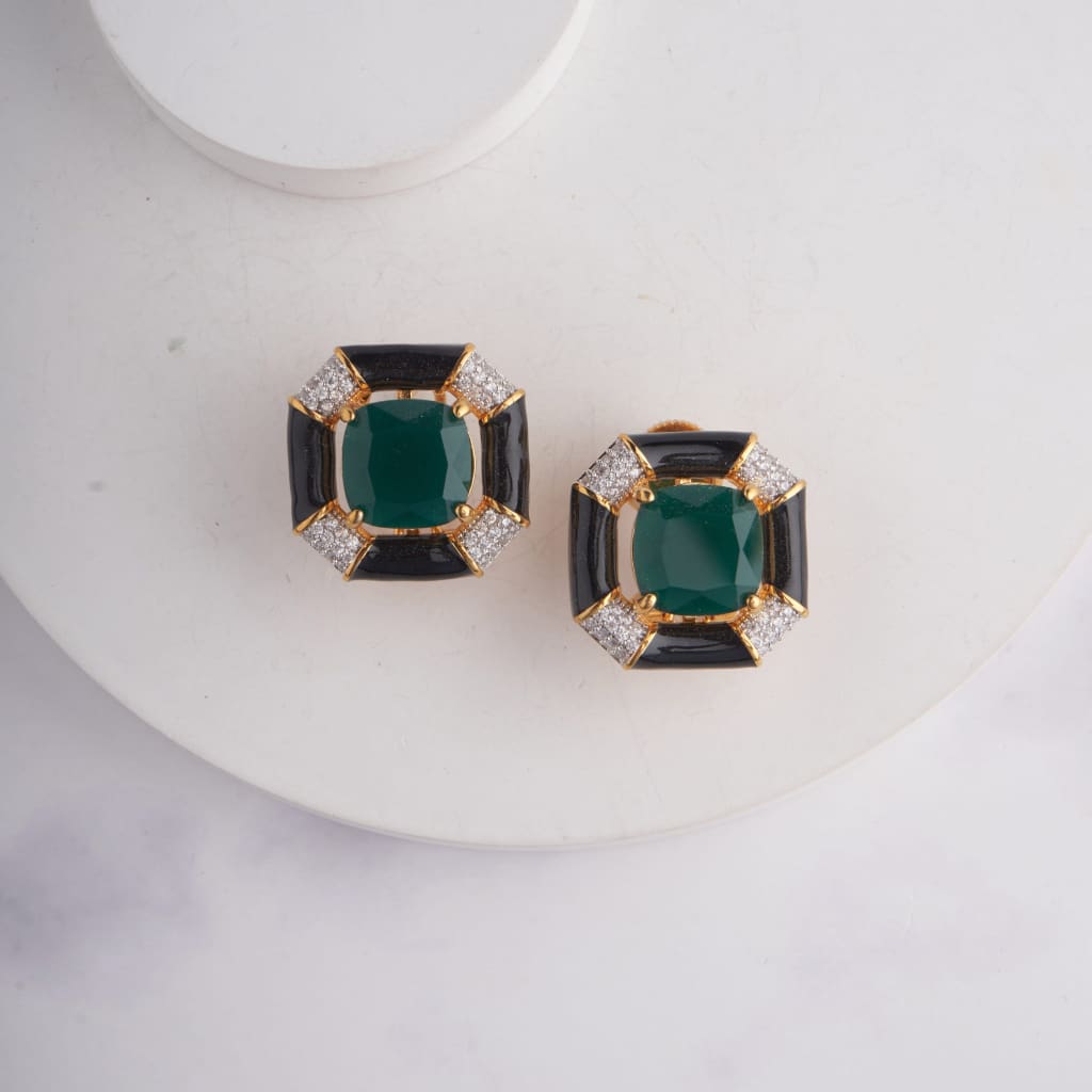 Susan Earrings - Black - Green