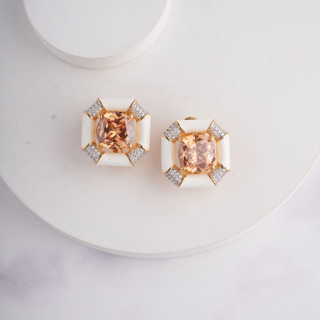 Susan Earrings - White - Champagne