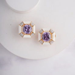 Susan Earrings - White - Purple