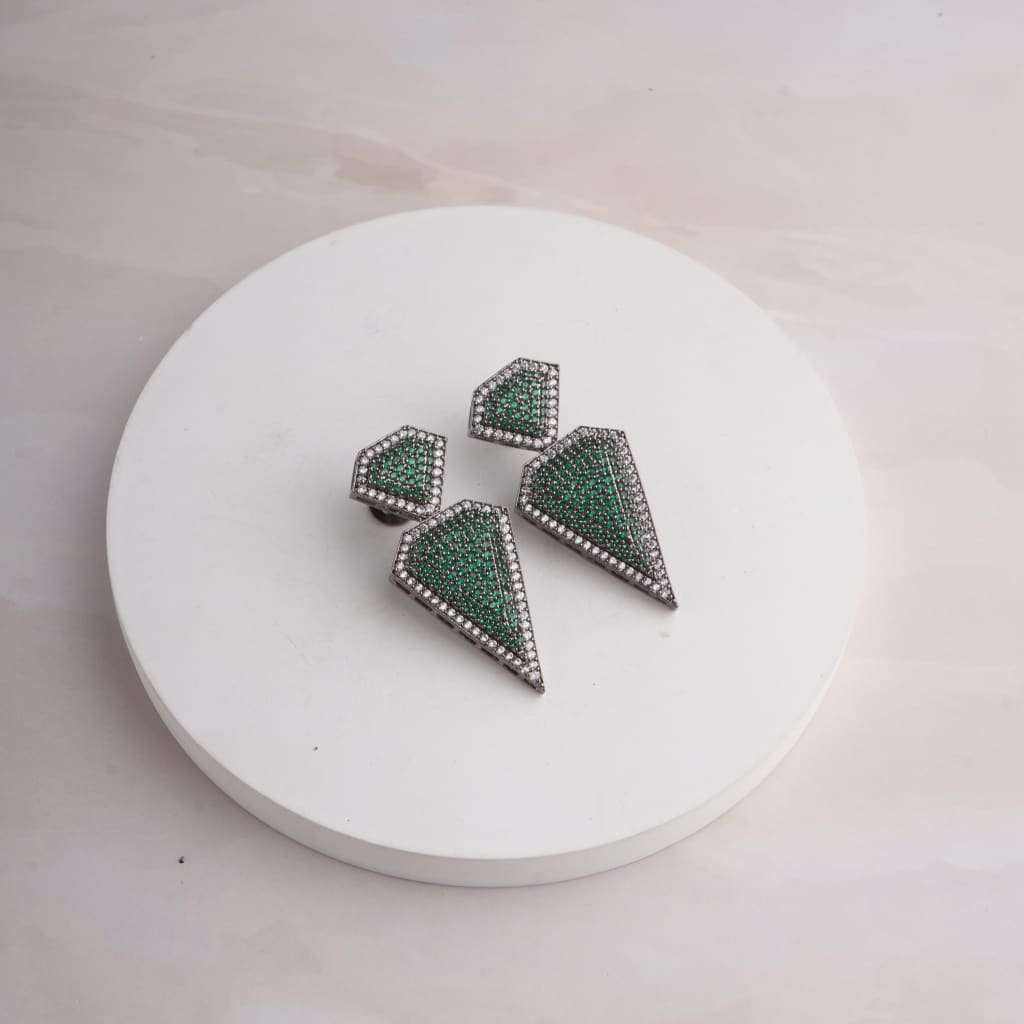 Trapez Earrings - Green