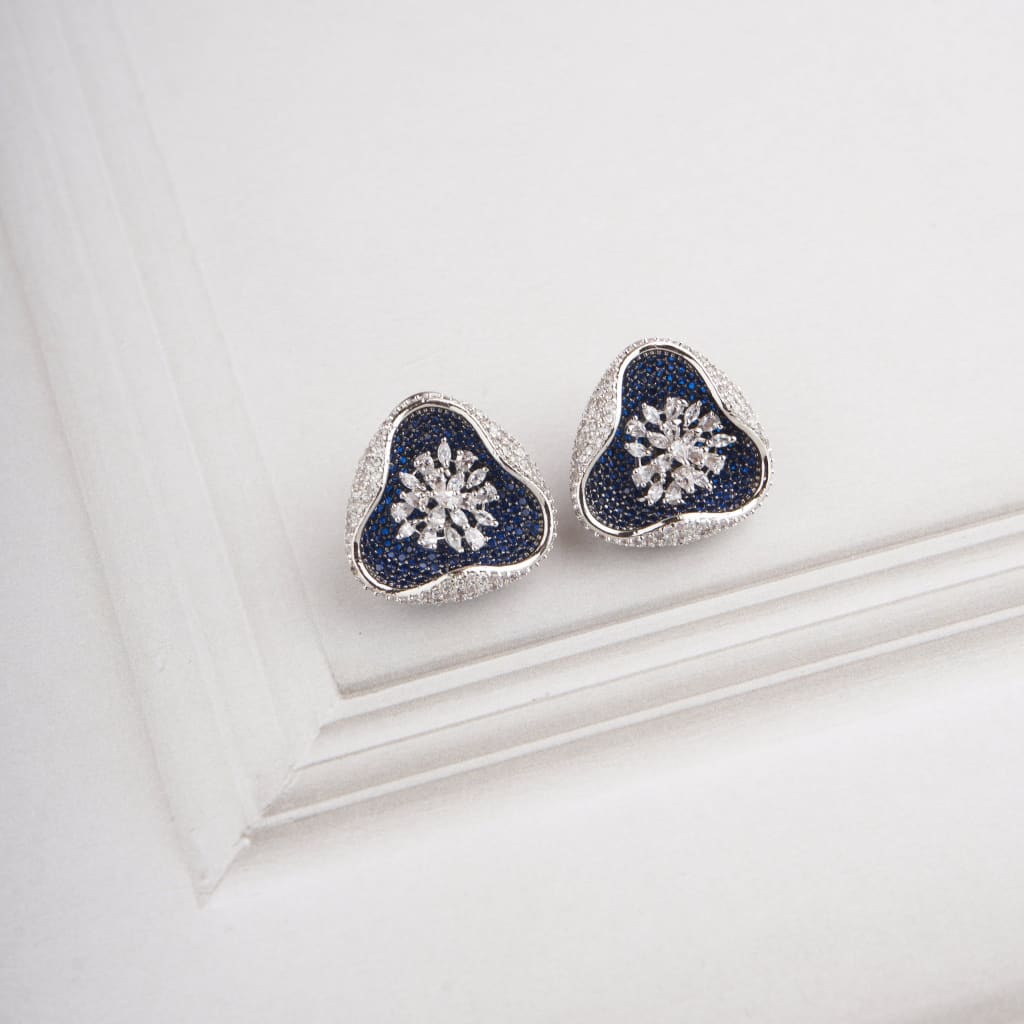 Tri Fold Earrings - Blue