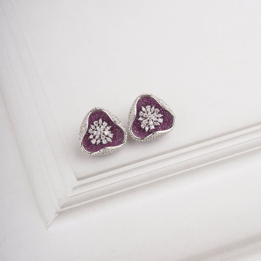 Tri Fold Earrings - Red