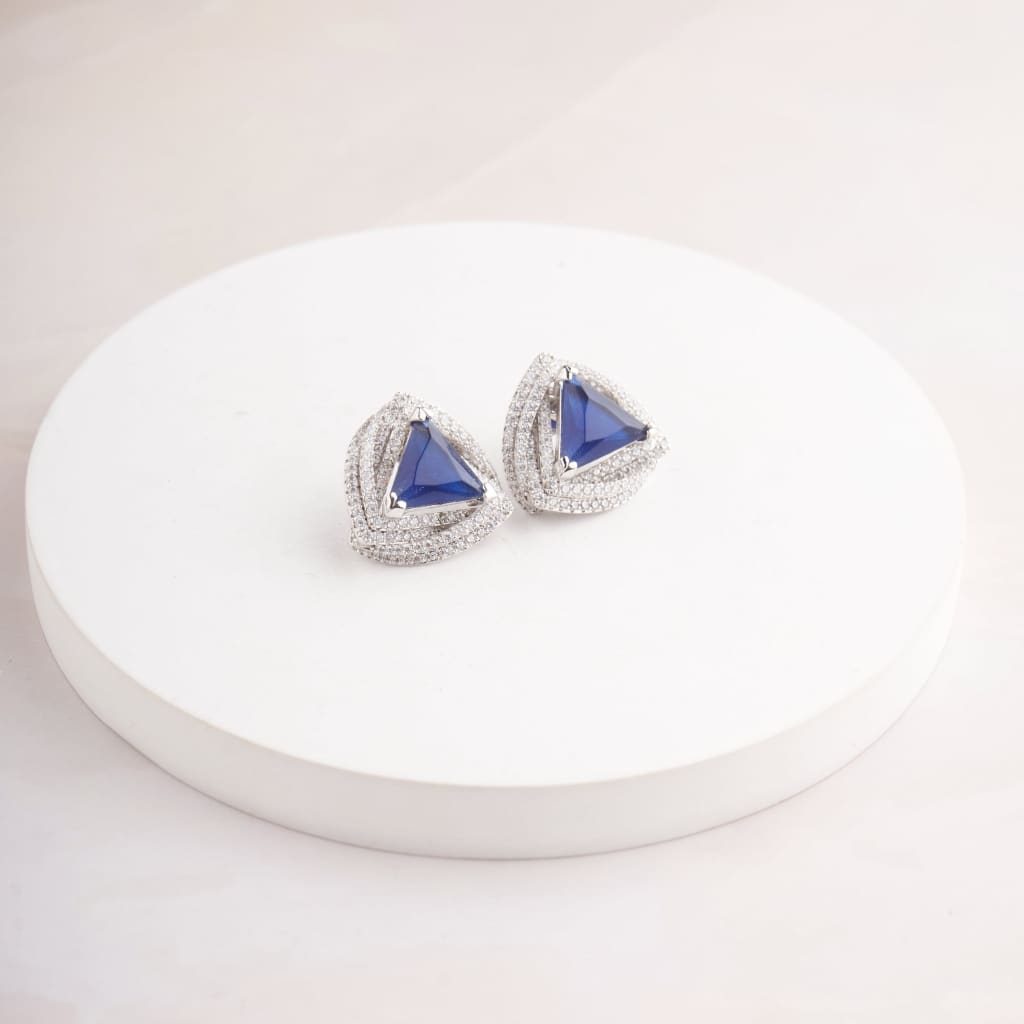 Tri Swirl Earrings - Blue