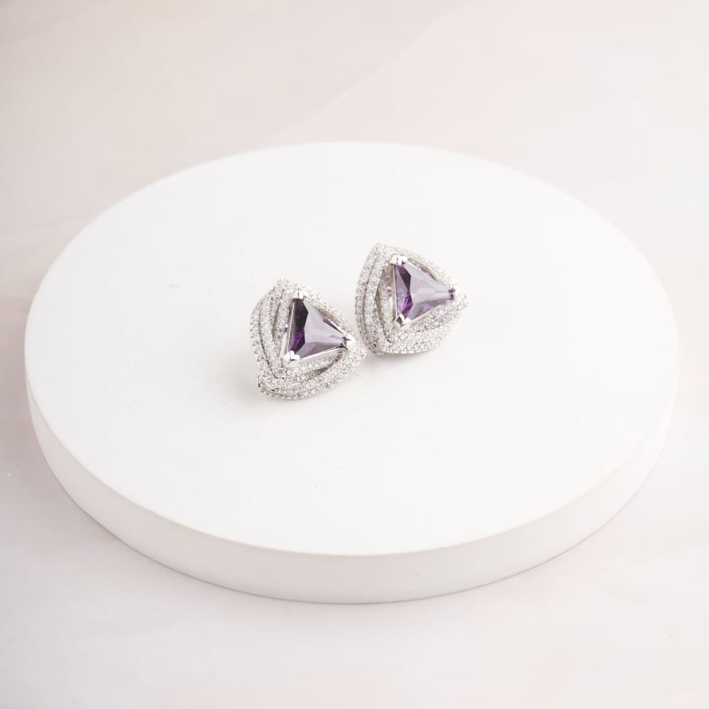 Tri Swirl Earrings - Purple