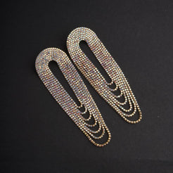 U Rhinestone Earrings - Gold