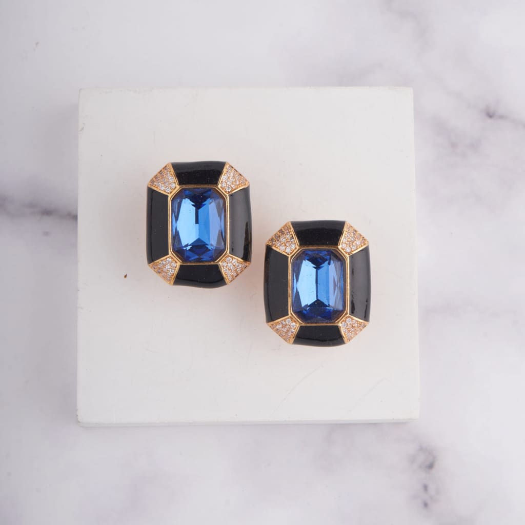 Vina Earrings - Black - Blue