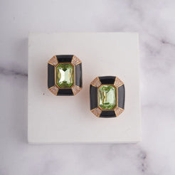 Vina Earrings - Black - Light Green