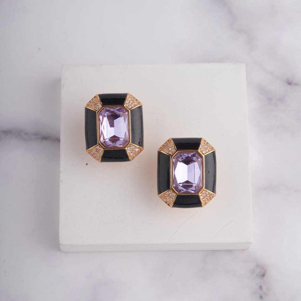 Vina Earrings - Black - Purple