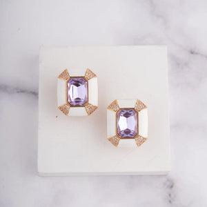 Vina Earrings - White - Purple