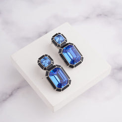 Wyn Earrings - Black - Blue / Silver