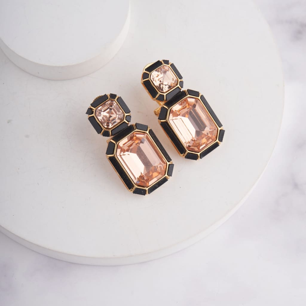 Wyn Earrings - Black - Champagne / Gold