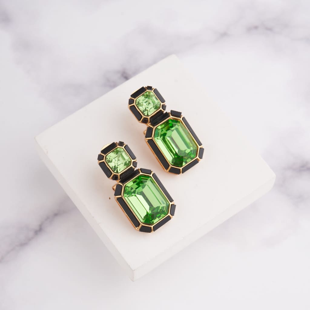 Wyn Earrings - Black - Peridot / Gold