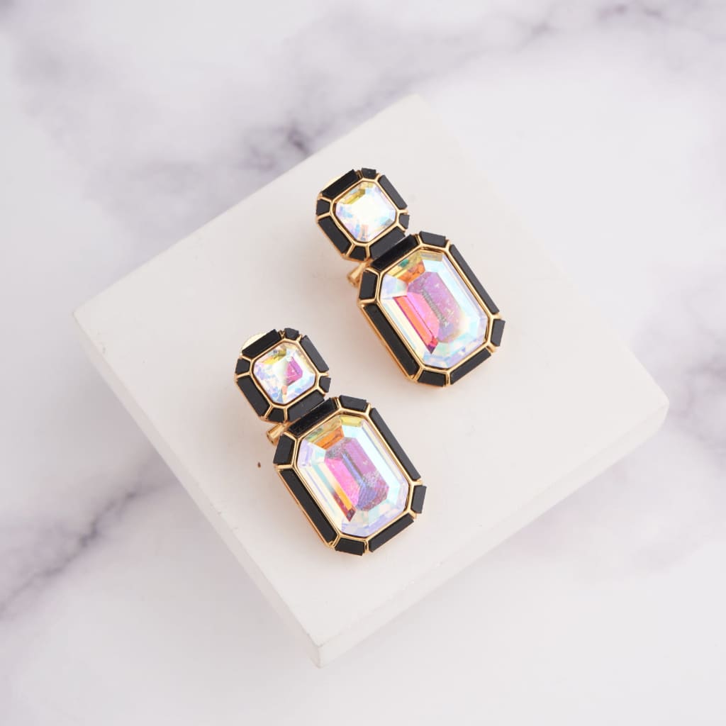 Wyn Earrings - Black - Rainbow / Gold