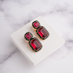 Wyn Earrings - Black - Red / Gold