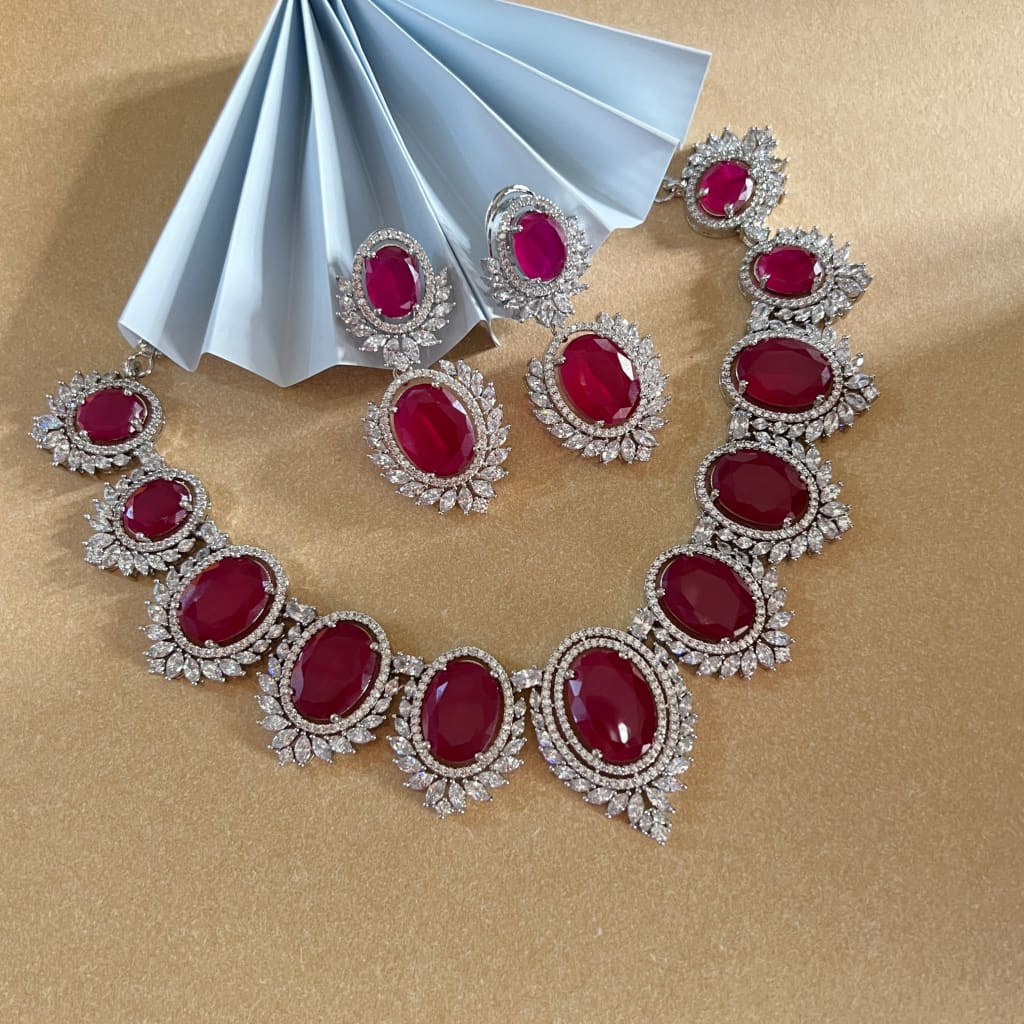 Aditi Necklace Set - Red