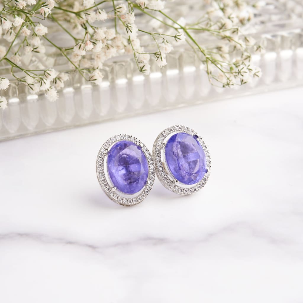 Ansel Earrings - Purple&Silver