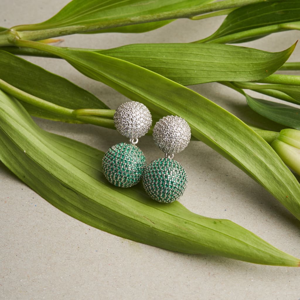 Colour Pop Ball Earrings - Green