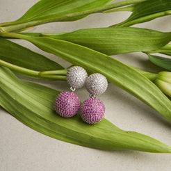 Colour Pop Ball Earrings - Red