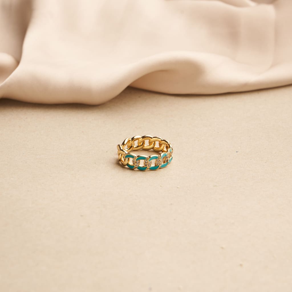 Cuban Link Ring - Aqua