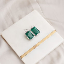 Emerald Drop Earrings - Green